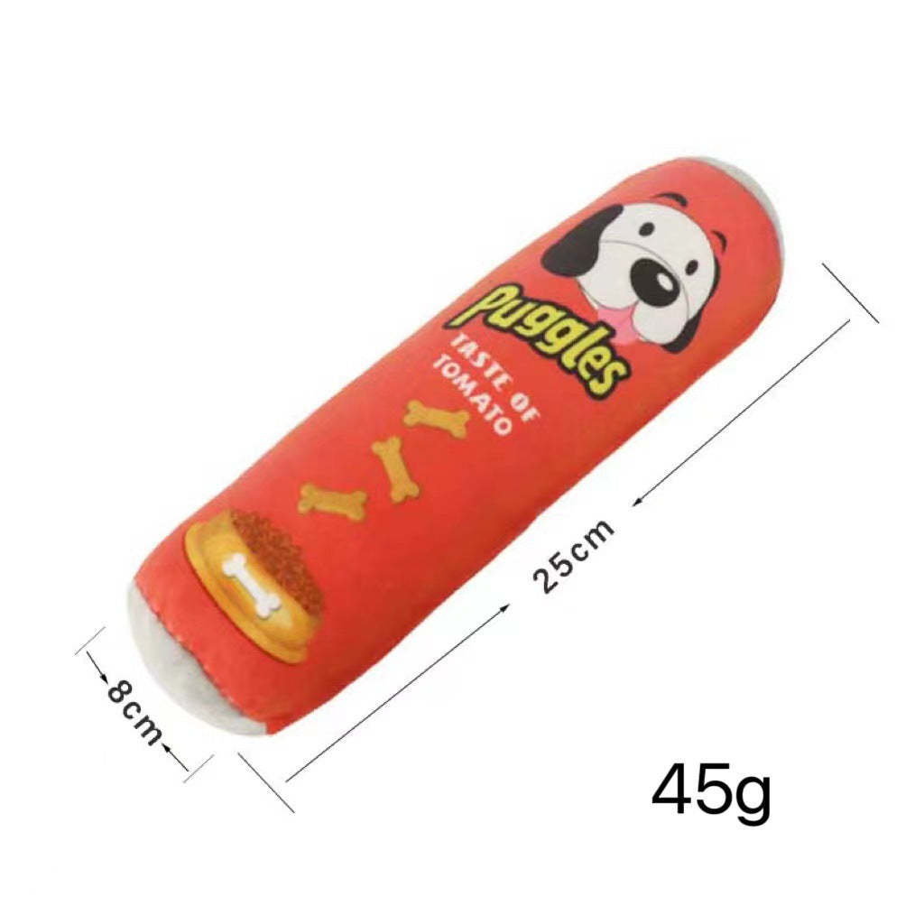 Pet Potato Chips Barrel-shaped Sound Toy Bite-resistant BB Dog Plush Toy