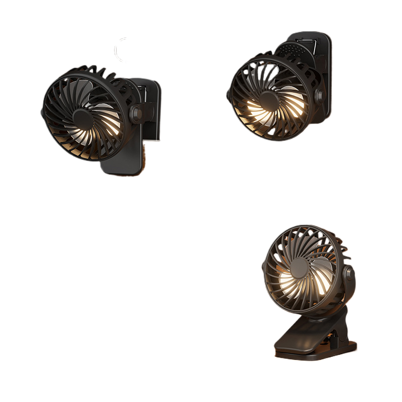 Multi-function Clip Fan Dormitory Portable Wall-hanging Circulating Small Fan USB Lighting Desktop Fan