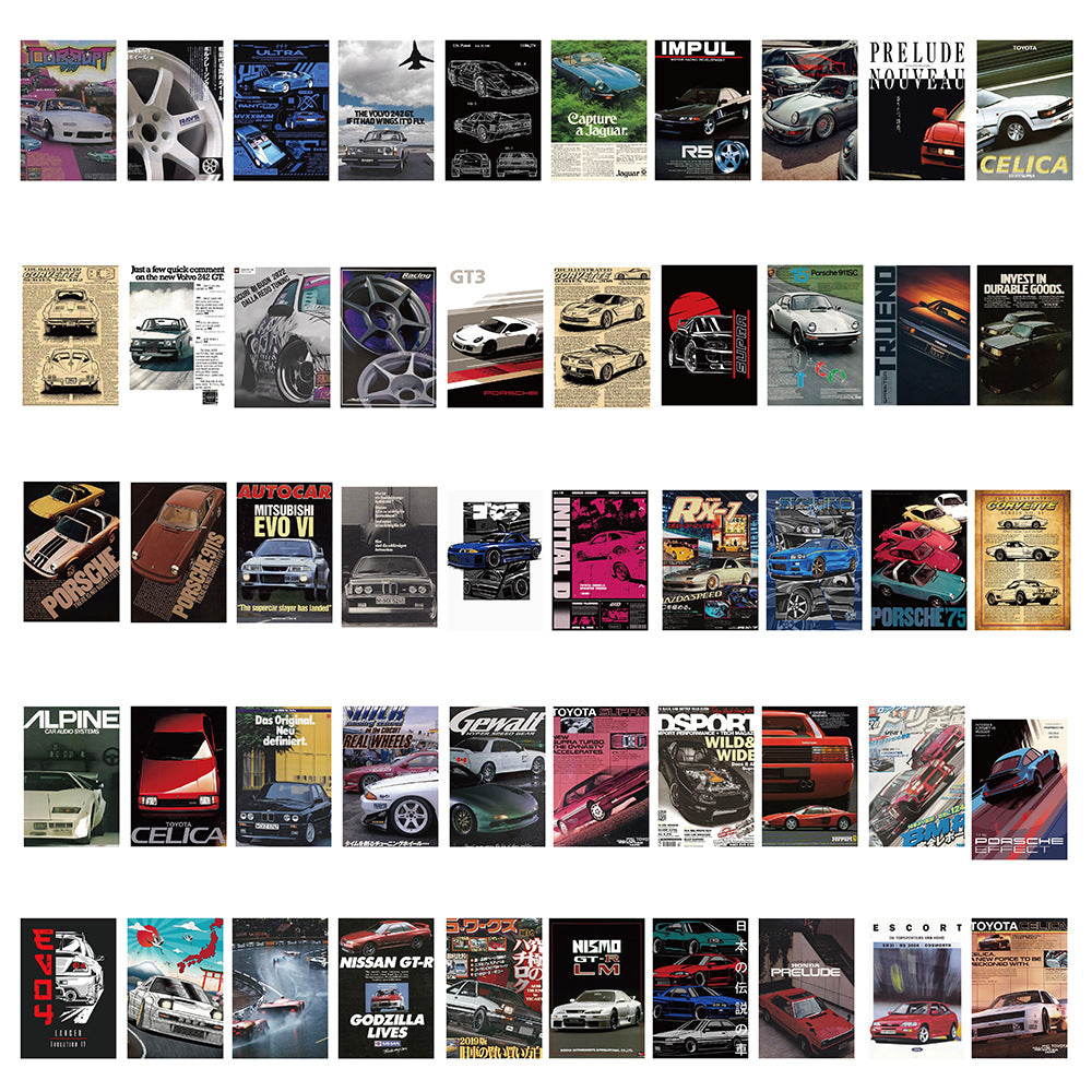 50 JDM Car Graffiti Waterproof PVC Stickers for DIY Decoration