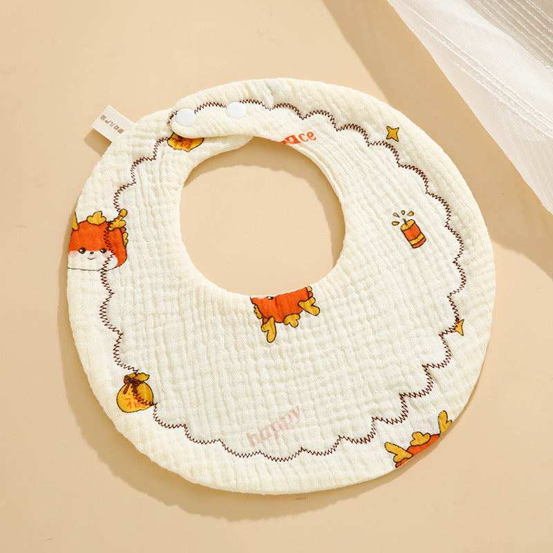 Baby Bib Class A Six-layer Round Children's Bib Cartoon Newborn Anti-spitting Pure Cotton Spring and Summer