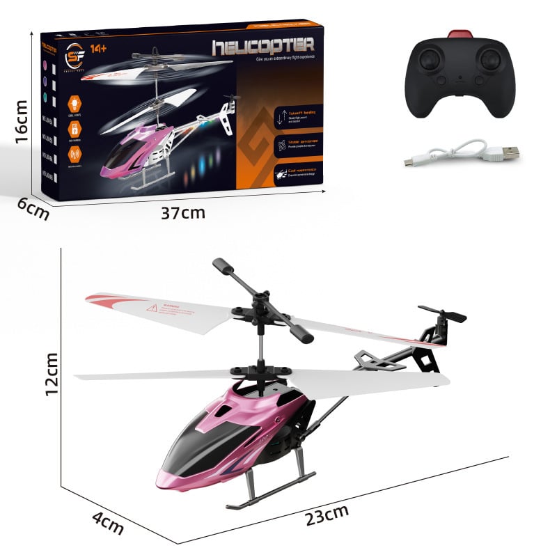 Alloy remote-controlled helicopter, shockproof and anti-collision aircraft with light toy