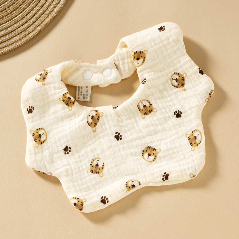 Baby Bib Class A Six-layer Round Children's Bib Cartoon Newborn Anti-spitting Pure Cotton Spring and Summer