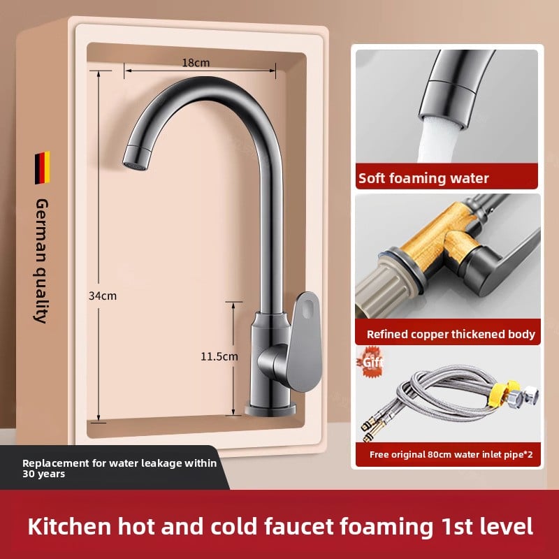 Pull-out type fine copper kitchen faucet