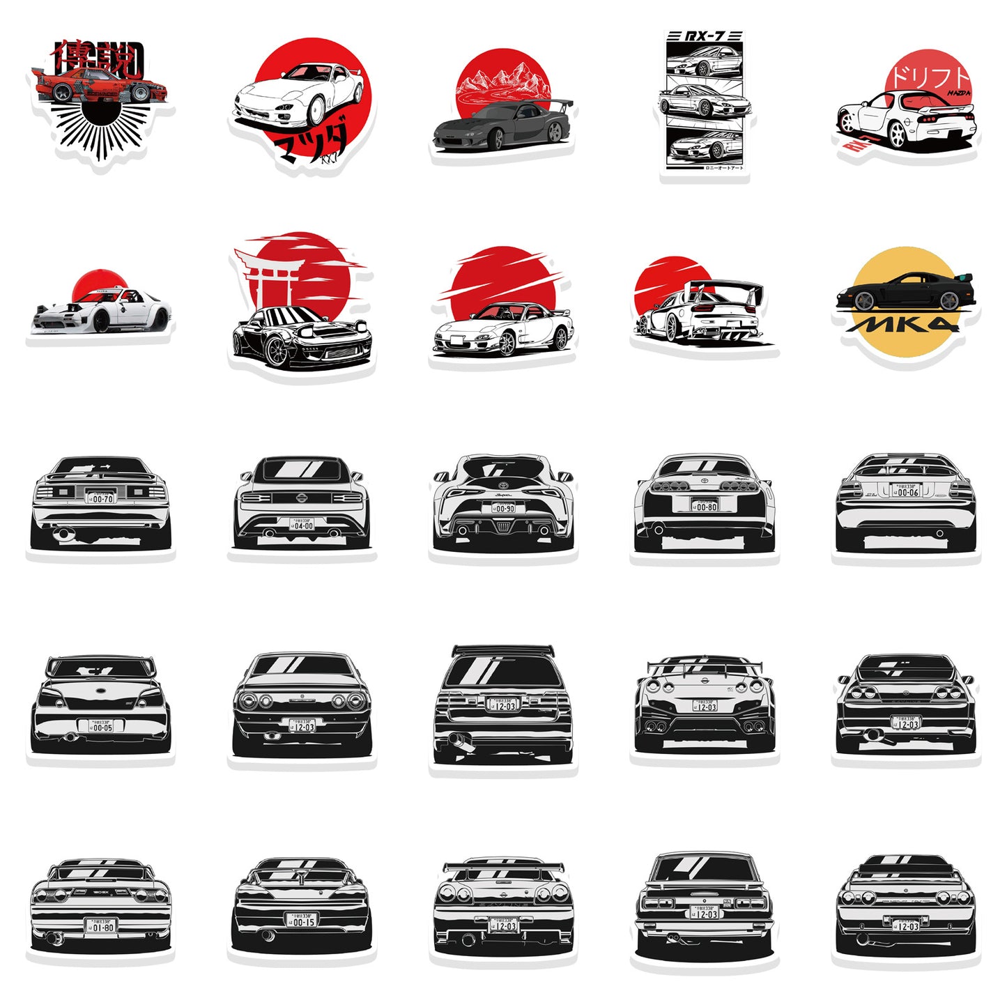 50pcs Modified Racing Graffiti PVC Stickers