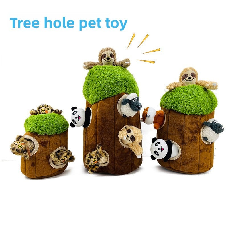 Pet toy supplies: Squeaky Tree Hole Panda Plush toy