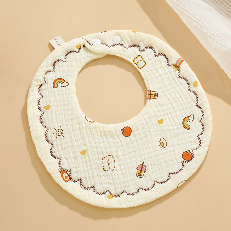 Baby Bib Class A Six-layer Round Children's Bib Cartoon Newborn Anti-spitting Pure Cotton Spring and Summer