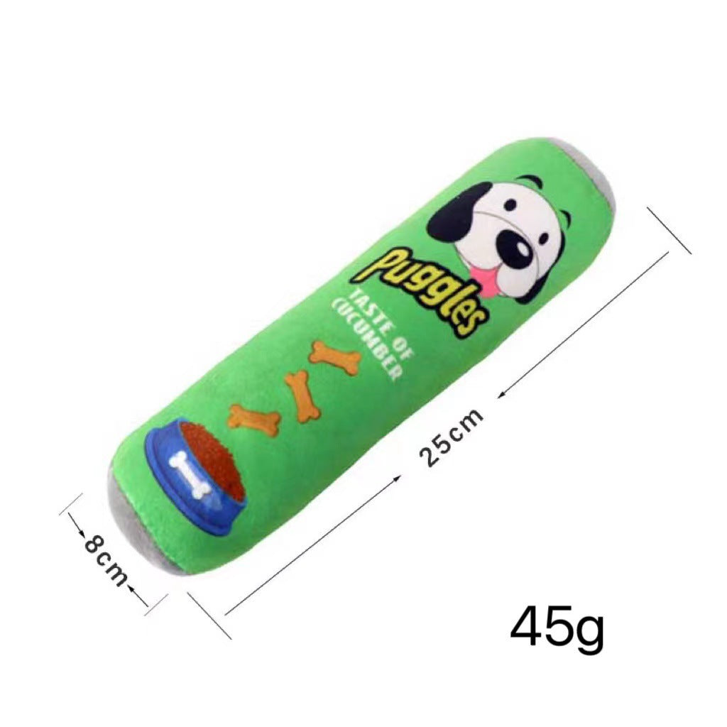Pet Potato Chips Barrel-shaped Sound Toy Bite-resistant BB Dog Plush Toy