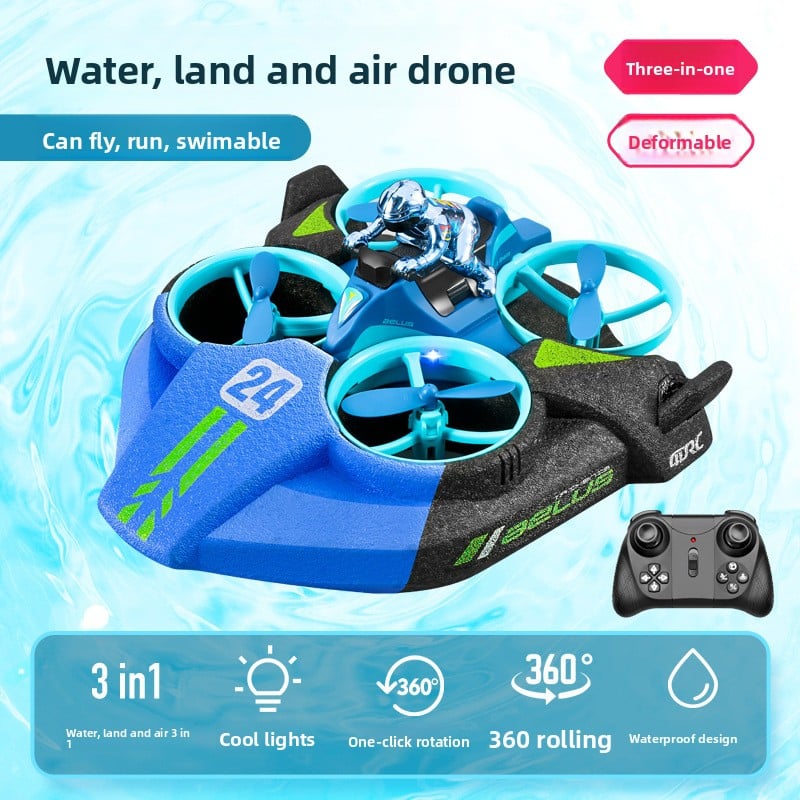 Three-in-one remote control aircraft toy for land, sea and air