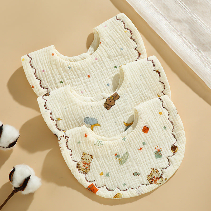 Baby Bib Class A Six-layer Round Children's Bib Cartoon Newborn Anti-spitting Pure Cotton Spring and Summer