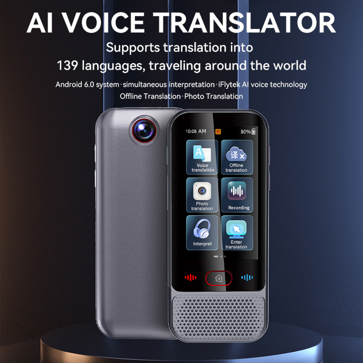 Translator cross-border version with bluetooth function multi-language voice precision offline conference travel abroad translator