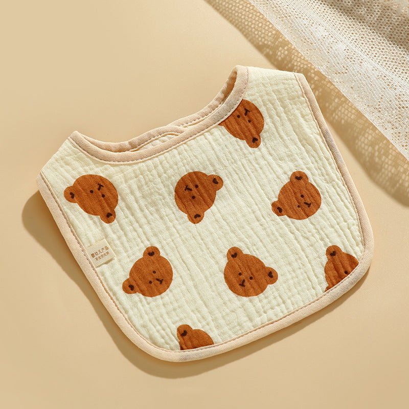 Baby Bib Class A Six-layer Round Children's Bib Cartoon Newborn Anti-spitting Pure Cotton Spring and Summer