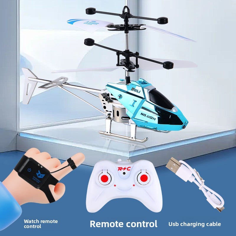 Alloy remote-controlled helicopter, shockproof and anti-collision aircraft with light toy