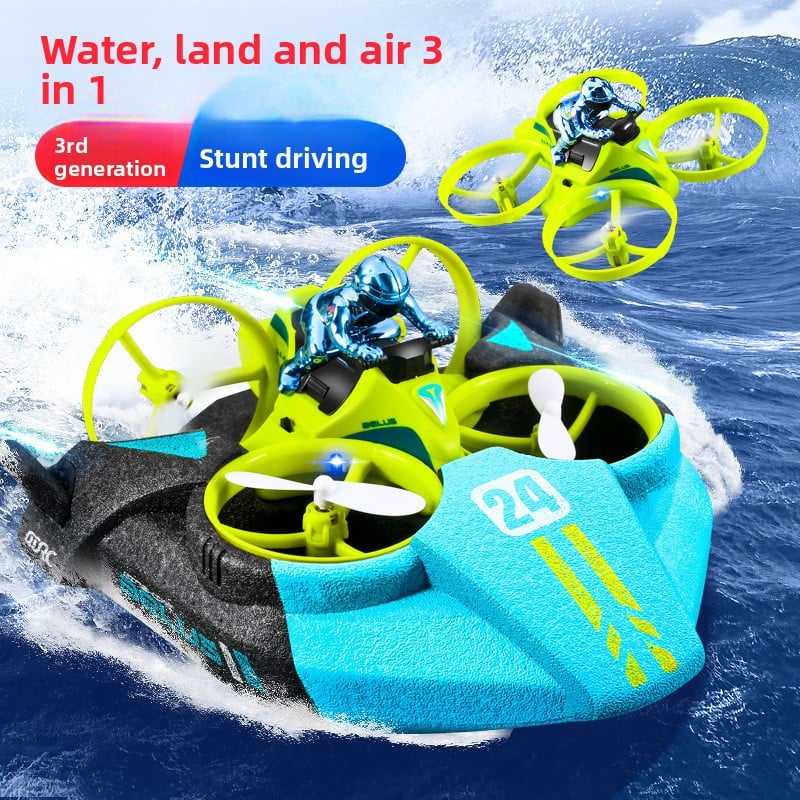 Three-in-one remote control aircraft toy for land, sea and air