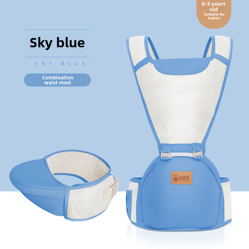 A multi-functional baby waist stool for both front and back use