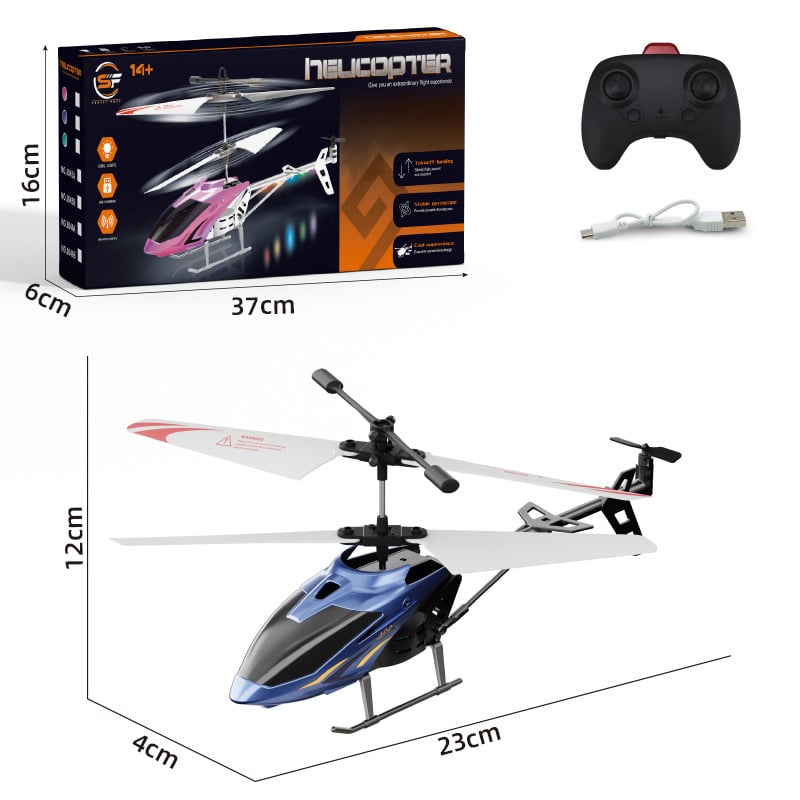 Alloy remote-controlled helicopter, shockproof and anti-collision aircraft with light toy