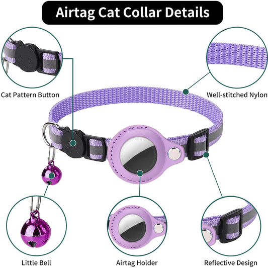 Collar for Airtag anti-loss positioning tracking kitten reflective bell