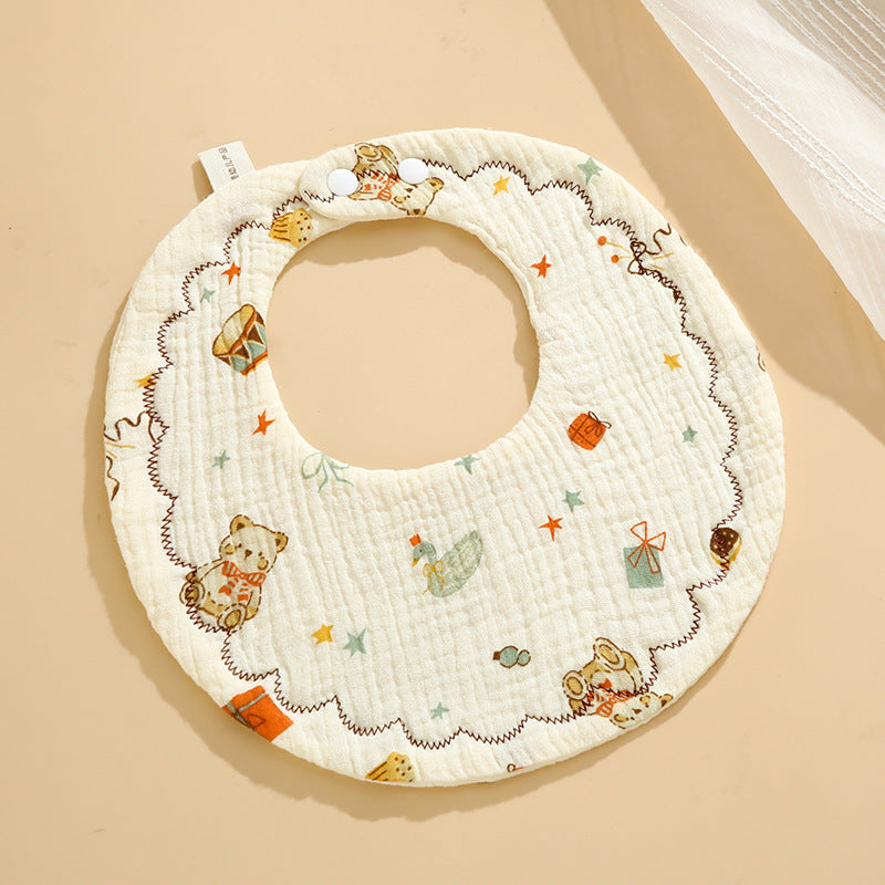 Baby Bib Class A Six-layer Round Children's Bib Cartoon Newborn Anti-spitting Pure Cotton Spring and Summer