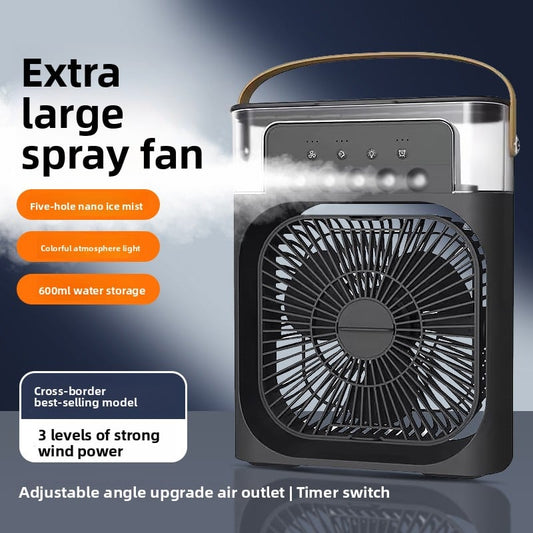 Five-hole cooling light sound spray fan