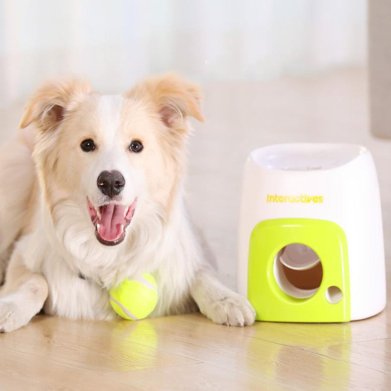 Pet dog food dispenser reward tennis machine toy dog interactive toy