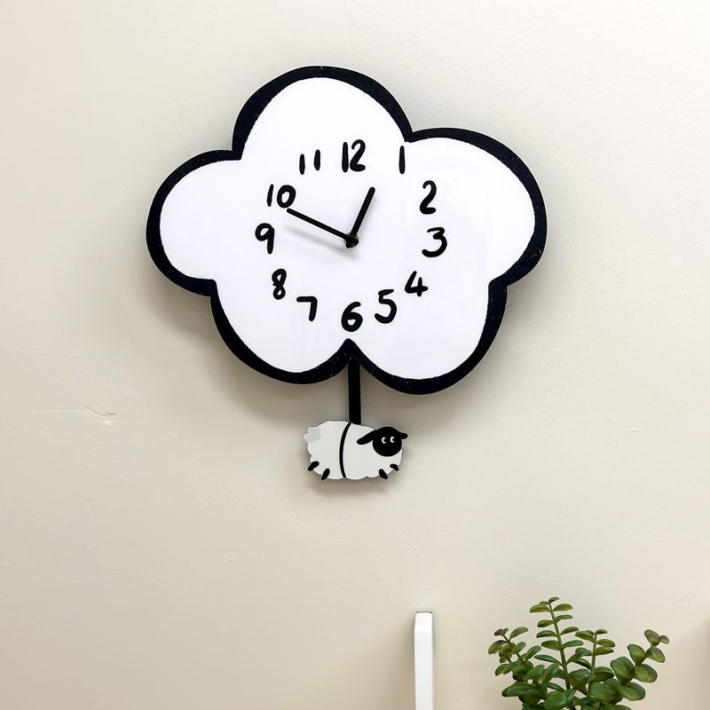 Cartoon Silent Sheep Swing Clock Home Living Room Kidsren's Room Wall Clock Home Decoration Modern Simple Clock Decoration