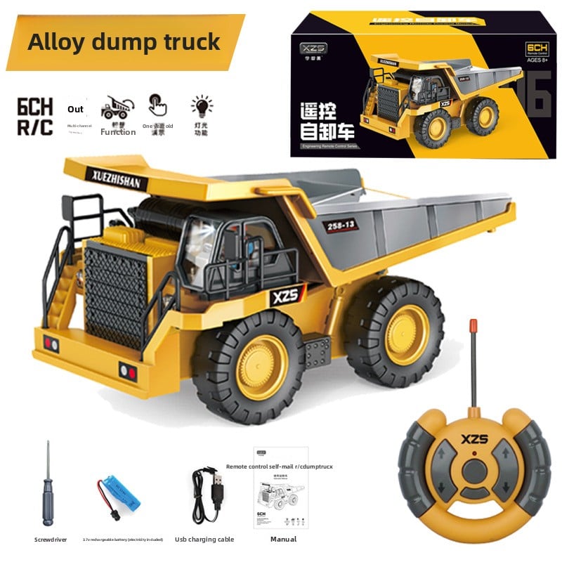 children's remote control excavator engineering vehicle alloy digging dump truck bulldozer toys