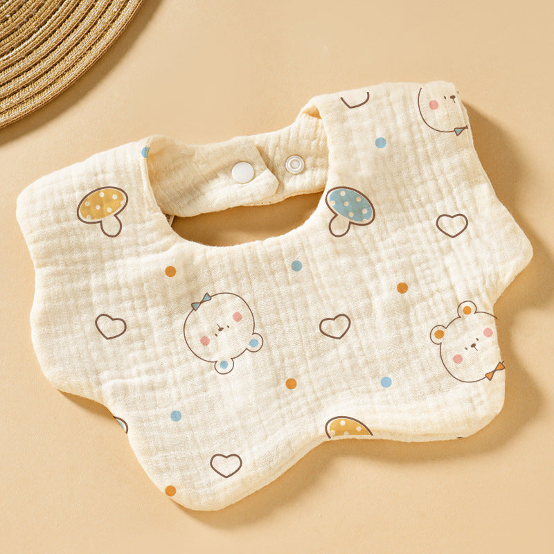 Baby Bib Class A Six-layer Round Children's Bib Cartoon Newborn Anti-spitting Pure Cotton Spring and Summer