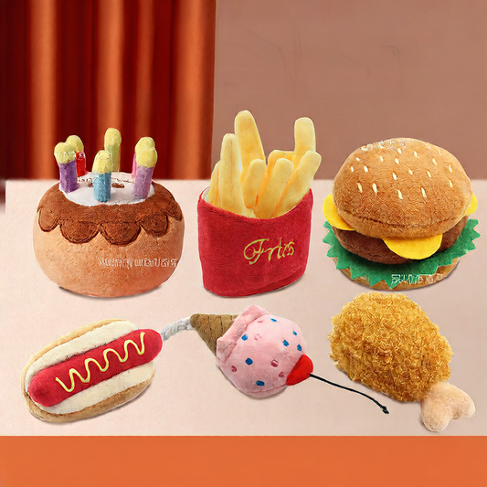 Dog pet toy plush sound variety food chips hamburger chicken leg bite toy cat pet supplies