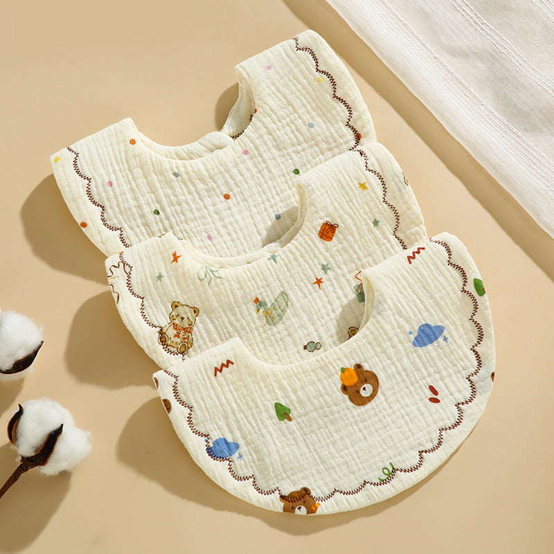 Baby Bib Class A Six-layer Round Children's Bib Cartoon Newborn Anti-spitting Pure Cotton Spring and Summer