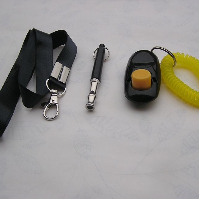 Adjustable Ultrasonic Dog Whistle and Clicker Training Set with Lanyard