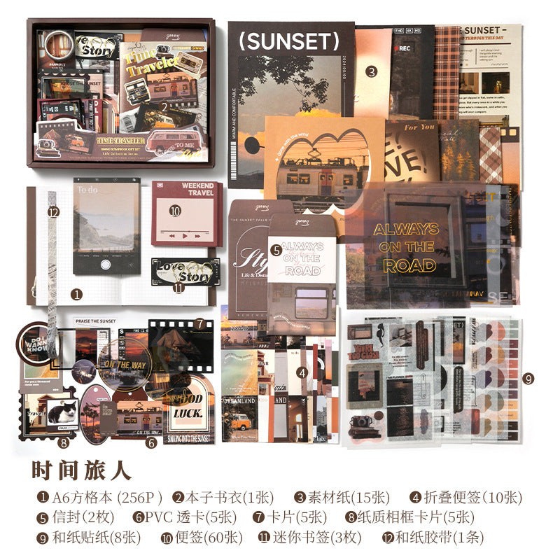 Retro planner book sticker sticky note planner material set