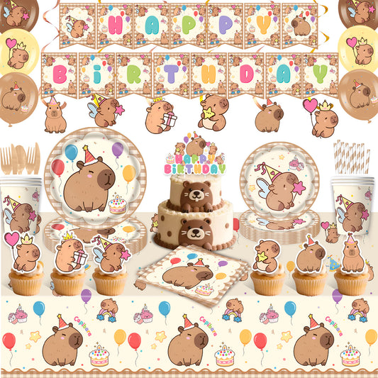 Kappi Bala Party Supplies Birthday Party Decoration Props Paper Tray Paper Cup Tablecloth Paper Towel Banner