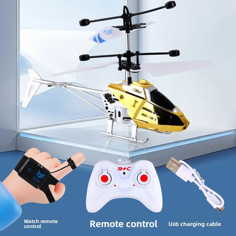 Alloy remote-controlled helicopter, shockproof and anti-collision aircraft with light toy