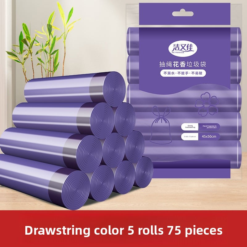 Drawstring garbage bags, large plastic bags for household kitchen, living room and office