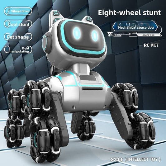 Remote-controlled eight-wheel stunt robot dog