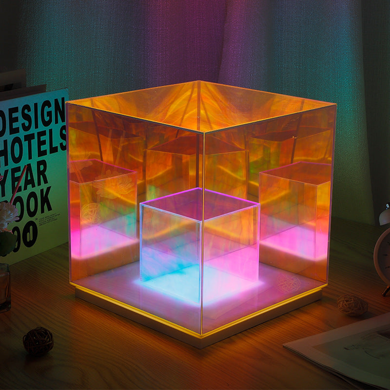 Creative acrylic lamp Cube LED color table lamp Rubik's cube box atmosphere personality table lamp