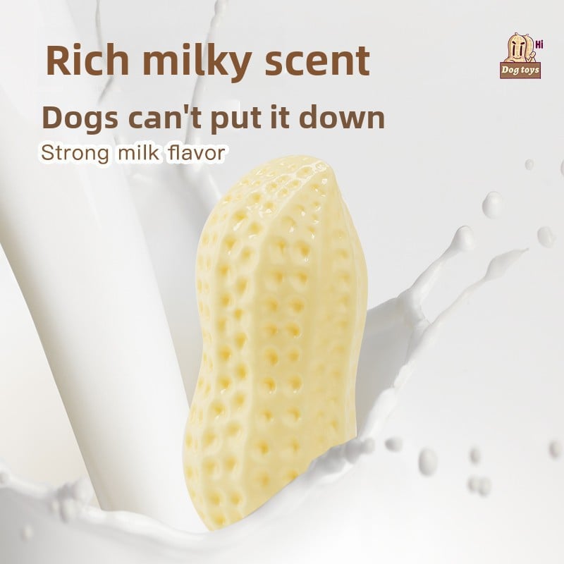 The dog toy ball is tough, grinds its teeth and makes sounds like a peanut