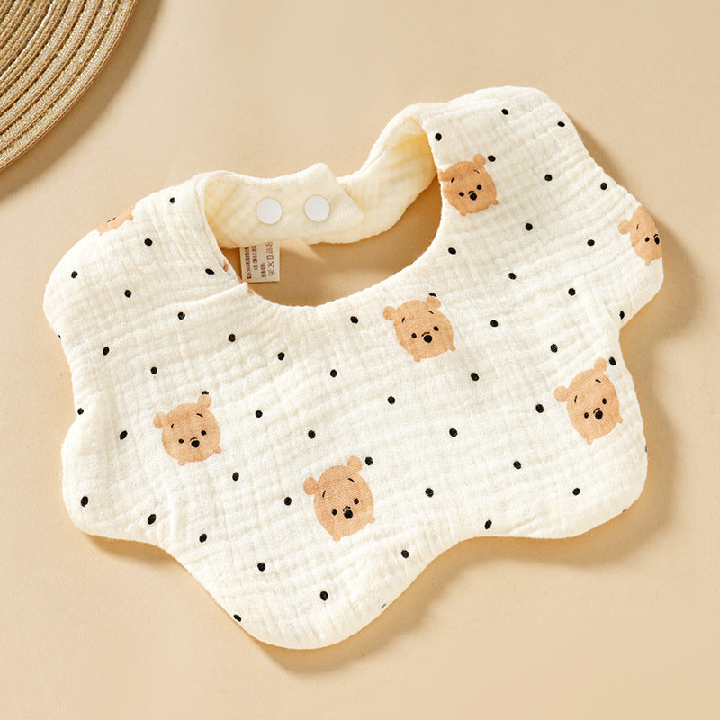 Baby Bib Class A Six-layer Round Children's Bib Cartoon Newborn Anti-spitting Pure Cotton Spring and Summer