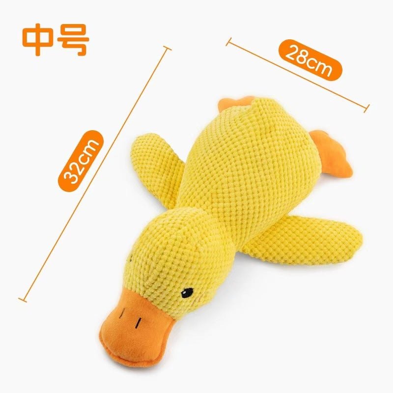 Dog toys bite-resistant molars sound relief toys plush sleeping small yellow duck small and medium-sized dog pet toys