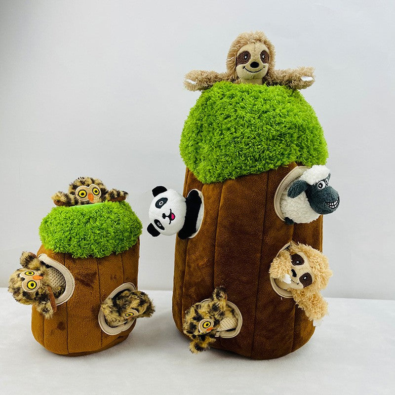Pet toy supplies: Squeaky Tree Hole Panda Plush toy