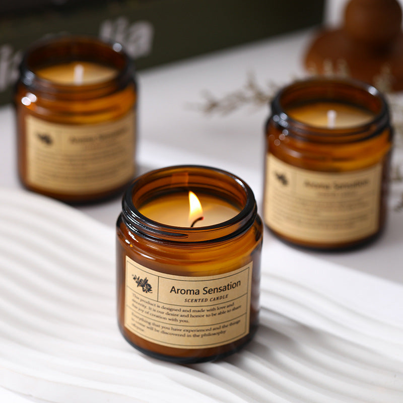 Aromatherapy Candle Tea Cup Brown Cup Smokeless Handmade Soybean Wax Fragrance Essential Oil Home Incense Wedding Gift