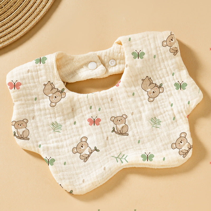 Baby Bib Class A Six-layer Round Children's Bib Cartoon Newborn Anti-spitting Pure Cotton Spring and Summer