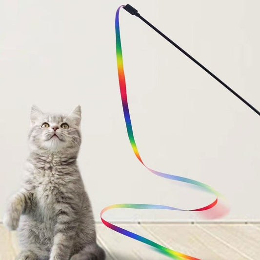 Rainbow Cat Teaser Wand Toy