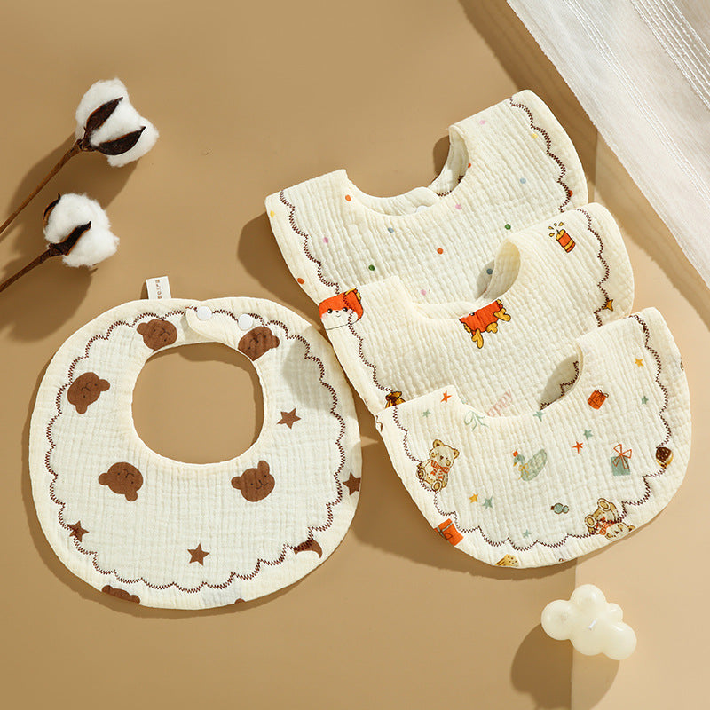 Baby Bib Class A Six-layer Round Children's Bib Cartoon Newborn Anti-spitting Pure Cotton Spring and Summer