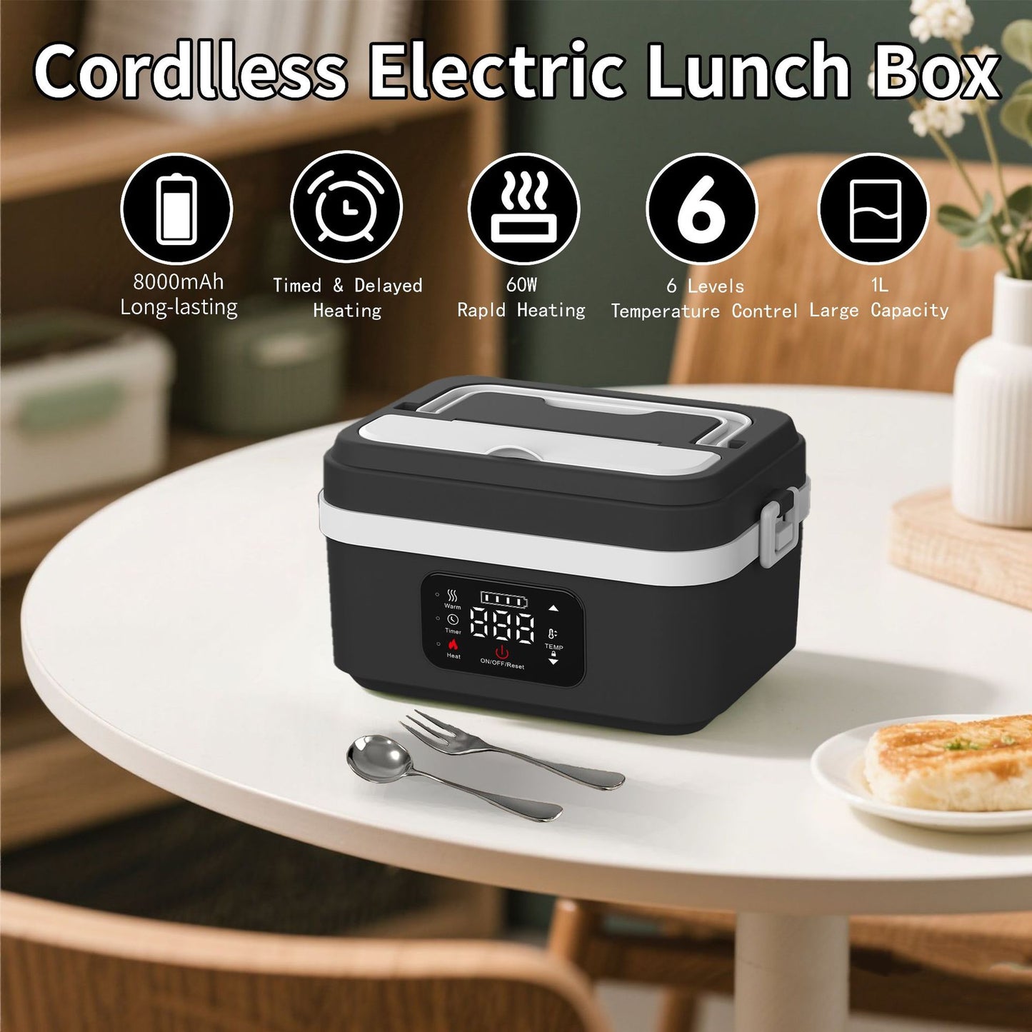 USB Charging Insulation Lunch Box with Wireless Heating