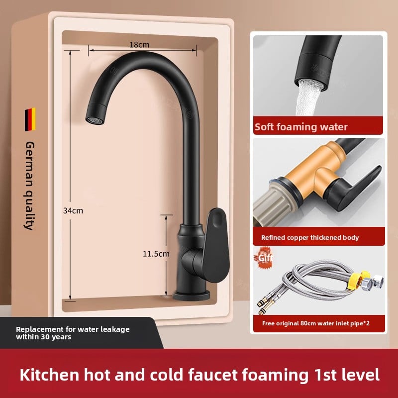 Pull-out type fine copper kitchen faucet