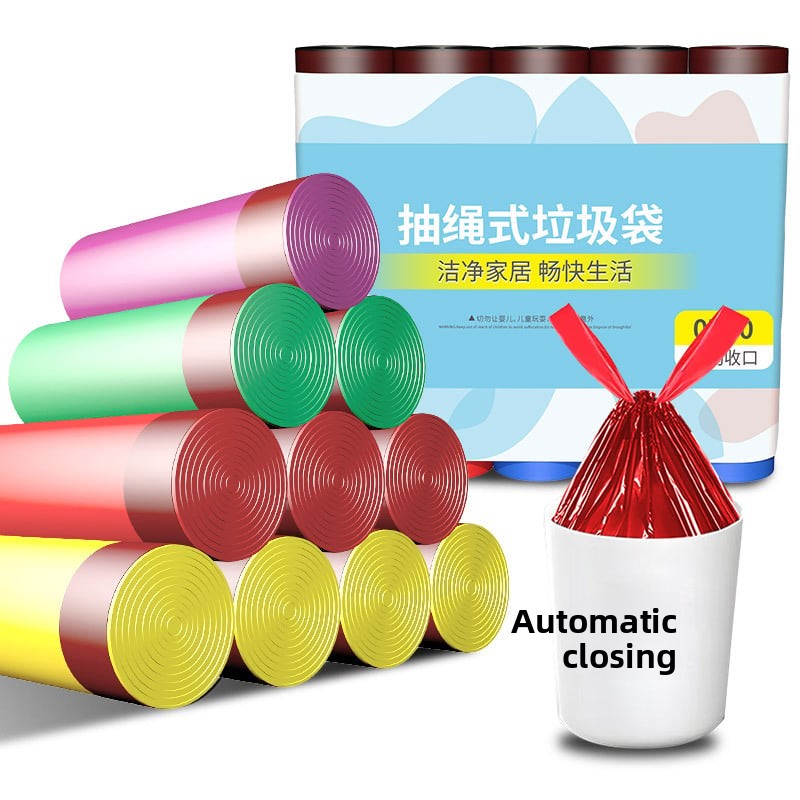 Drawstring garbage bags, large plastic bags for household kitchen, living room and office
