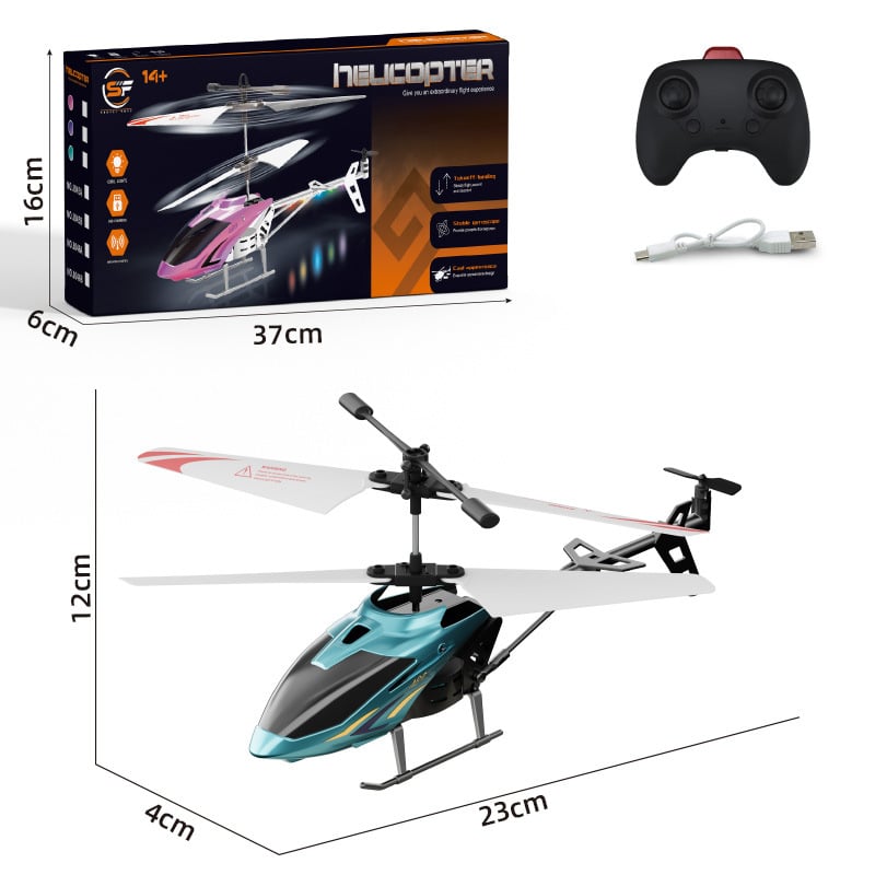 Alloy remote-controlled helicopter, shockproof and anti-collision aircraft with light toy