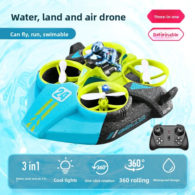 Three-in-one remote control aircraft toy for land, sea and air
