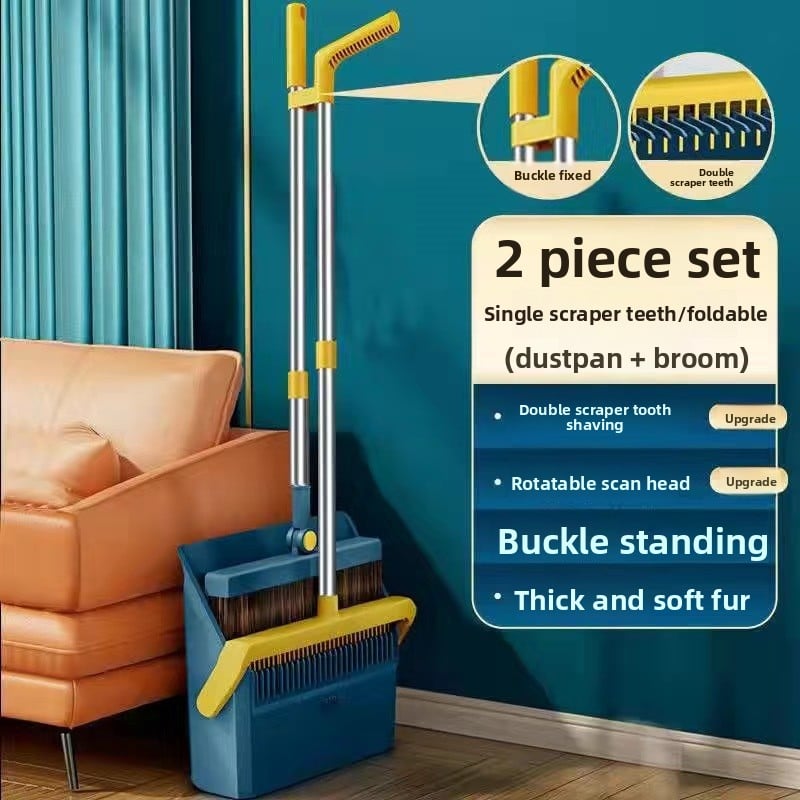 Broom Dustpan suit Combination Household Broom Wiper Non-stick Hair-setting Dustpan Sweeping Artifact Garbage Shovel Broom