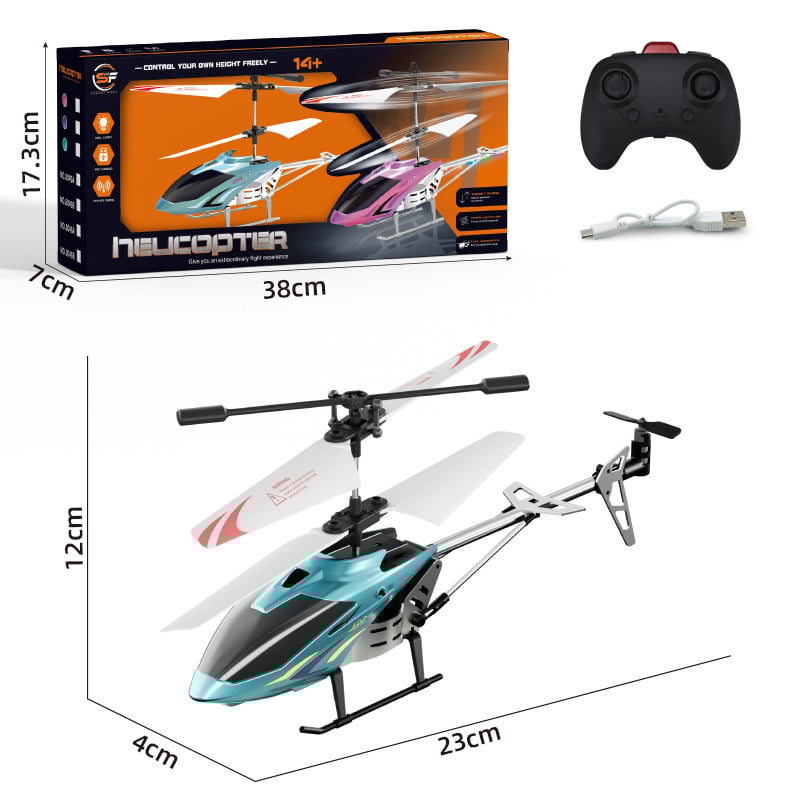 Alloy remote-controlled helicopter, shockproof and anti-collision aircraft with light toy